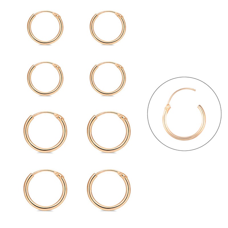 EPIRORA EPIRPRA Silver Hoop Earrings- Cartilage Earring Small Hoop Earrings for Women Men,4 Pairs of Hypoallergenic 925 Sterling Silver Tragus Earrings(Gold,8mmx2+10mmx2) - Image 1
